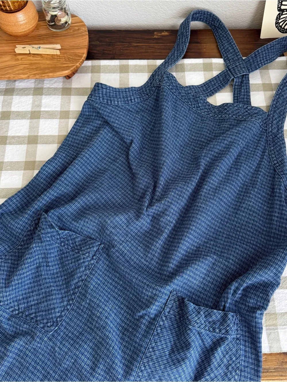 Vintage Crossback Pocket Pinafore Denim Dress - Picture 2 of 3